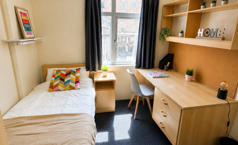 single room with a study desk area